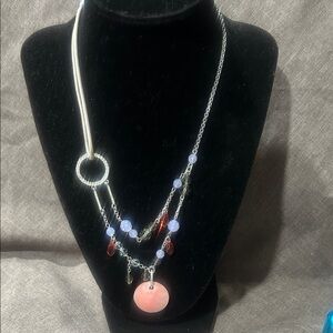 Elegant Silver and Pink Gemstone Necklace